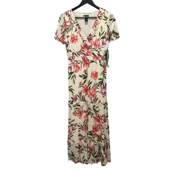 Kate and Lily Women’s V-Neck Puff Sleeve Tiered Floral Maxi Dress NWT - Picture 3 of 13